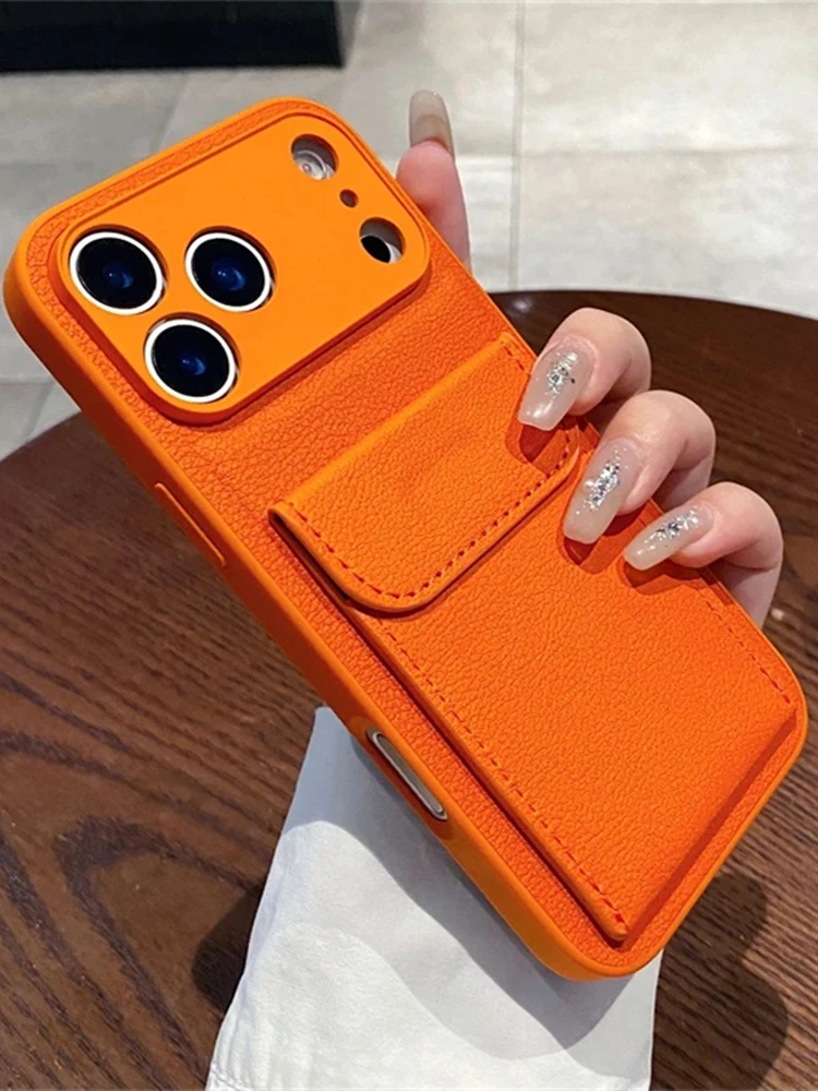 Kaarthouder portemonnee hoesje voor iPhone 17 Air 16 E 15 14 12 13 Mini 11 Pro Max X XS XR 7 8 Plus Stootbestendige lederen hoes - afbeelding 2
