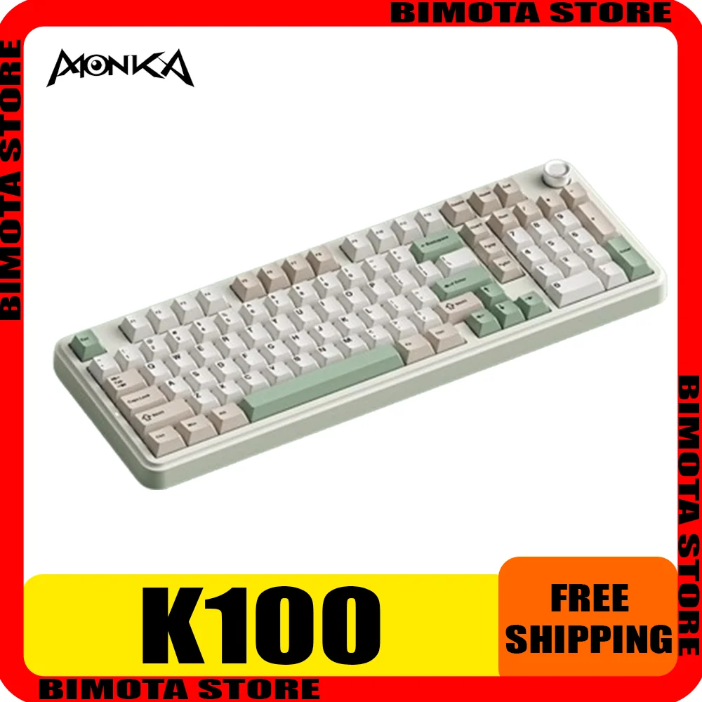 MONKA K100 Mechanical Keyboard 3 Mode 2.4G Bluetooth Wireless Customize Hot Swap Mechanical Keyboard Pc Accessories Game Gifts