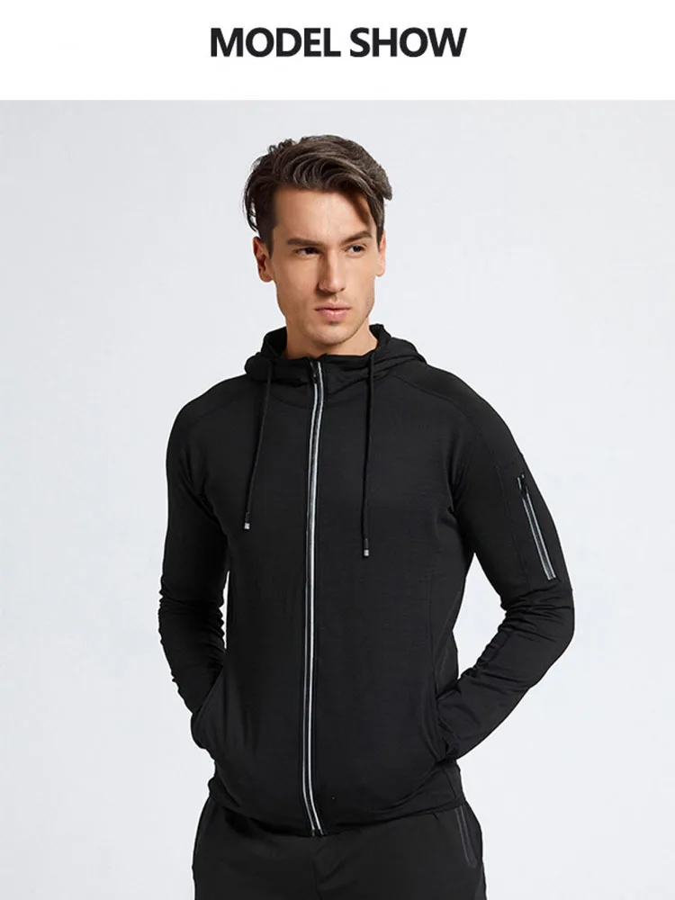 2-teiliges Trainings-Sport-Set für Herren, schnell trocknende Jacke und Hose, Fitness-Outfit mit Kapuze für aktive Kleidung – Detail 7