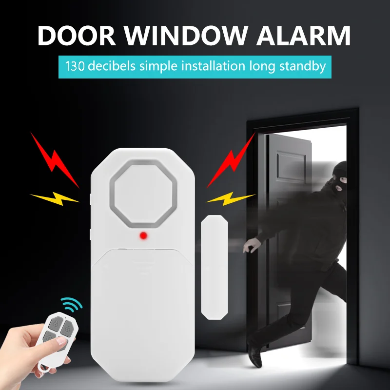 

Door Window Alarm When Opened for Home Security with Remote, Wireless Door Sensor Alarm for Safety with 0-130dB Adjustable Volu