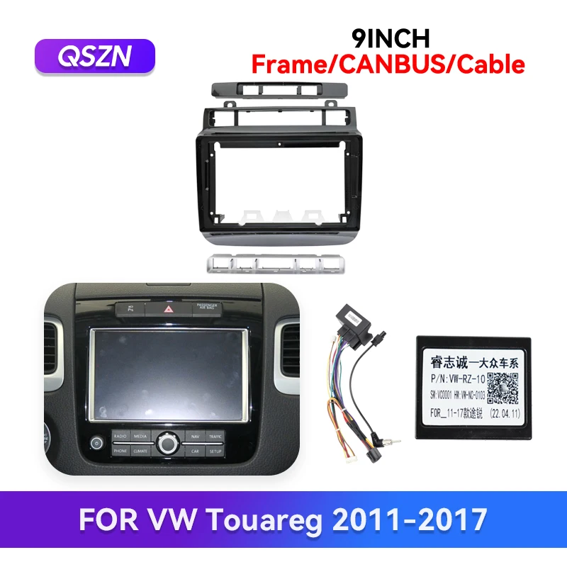 

QSZN кабель приборной панели для VW Touareg 2011-2017 автомобильная рамка радиоприемника Android 9-дюймовая 2DIN панель стерео жгут проводов Canbus Box