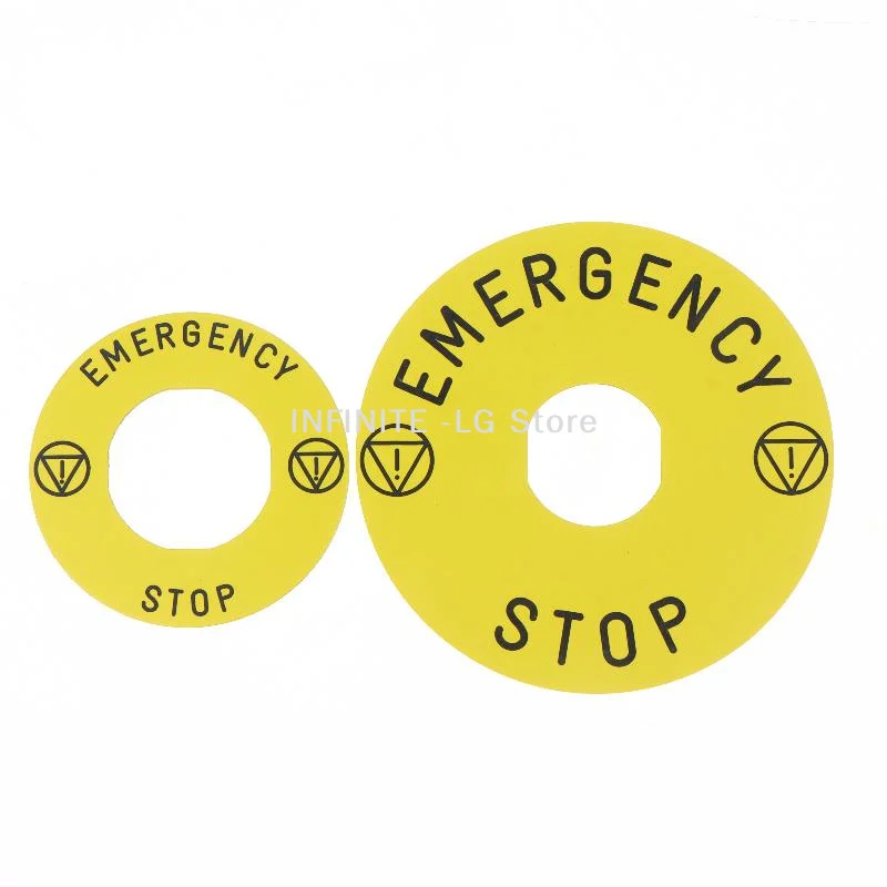 Emergency Stop Warning Stickers With Durable Waterproof High Visibility Yellow Finish Perfect For Industrial Machinery Workshops