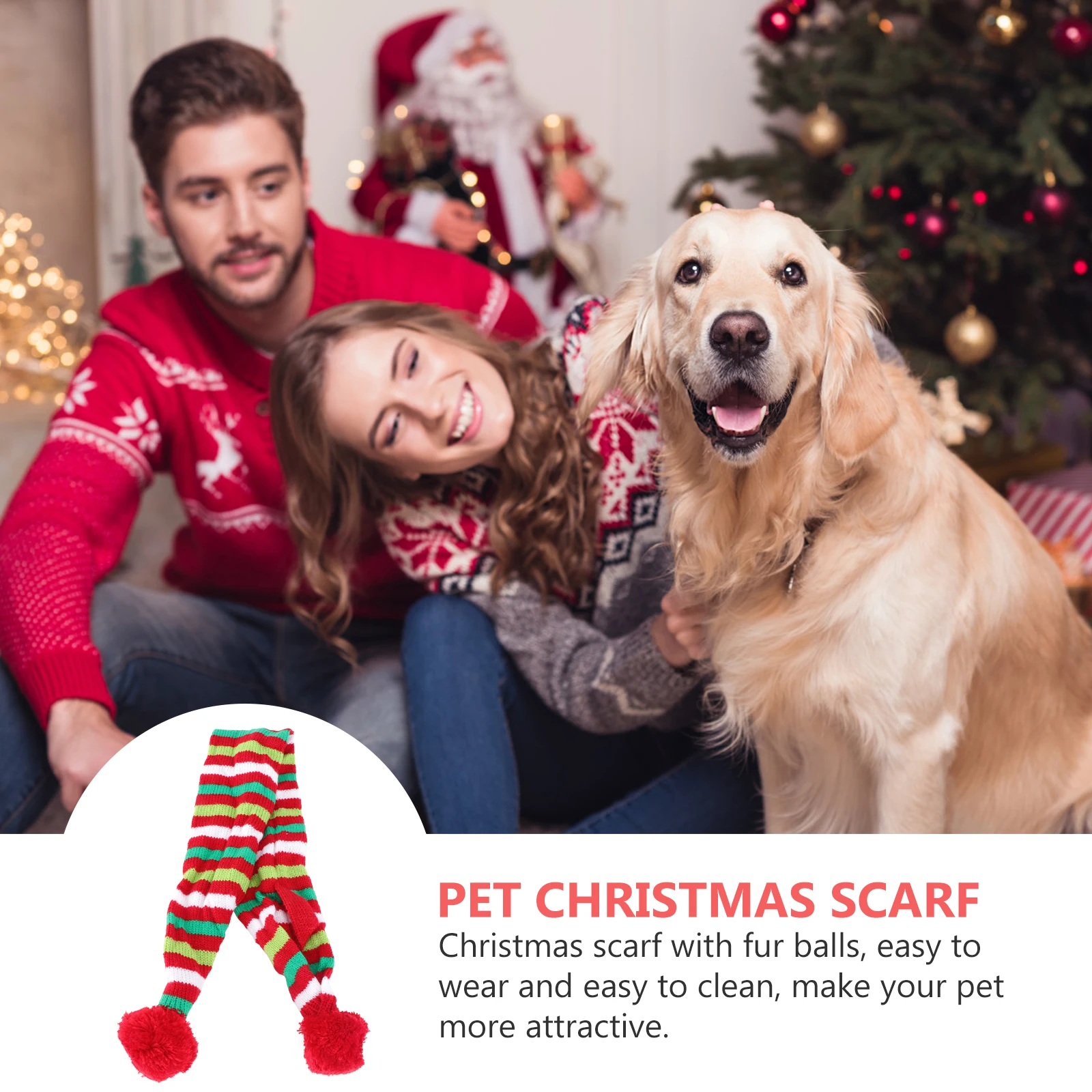 

Christmas Dog Scarf Pet Supply Mini Winter Yarn Decor Stylish Comfort Easy Wear Clean Holidays Birthday Photos Pattern