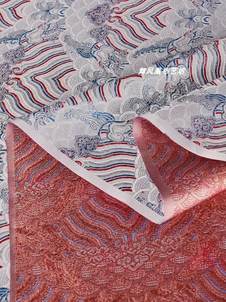 

Wave Patterned Brocade Fabric for Chinese Style Cheongsam Hanfu Ethnic Clothing Diy Sewing By The Yard Cloth Material