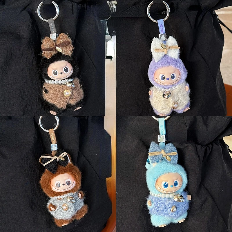 

10CM Mini Labubu 4.0 Doll Outfit Plush Coat Matching Pearl Accessories and Hair Ornaments Good For Outfit Change