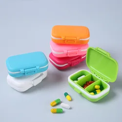 3 Grids Organizer Container for Tablets Travel Pill Box with Seal Ring Small Box for Tablets Wheat Straw Container for Medicines