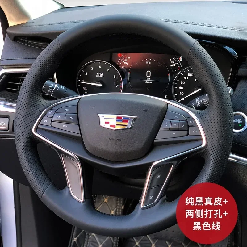 

DIY leather suede hand-sewed car steering wheel cover for Cadillac ATSL XT5 CT6 XTS XT4 SRX Interior Auto Accessories
