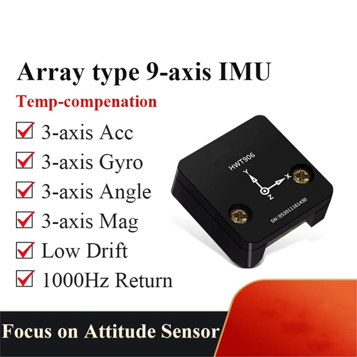 & Top High- Inclinometer HWT906 1000Hz Grade Accelerometer+Digital Compass+Gyro,with Temperaturer Compensation