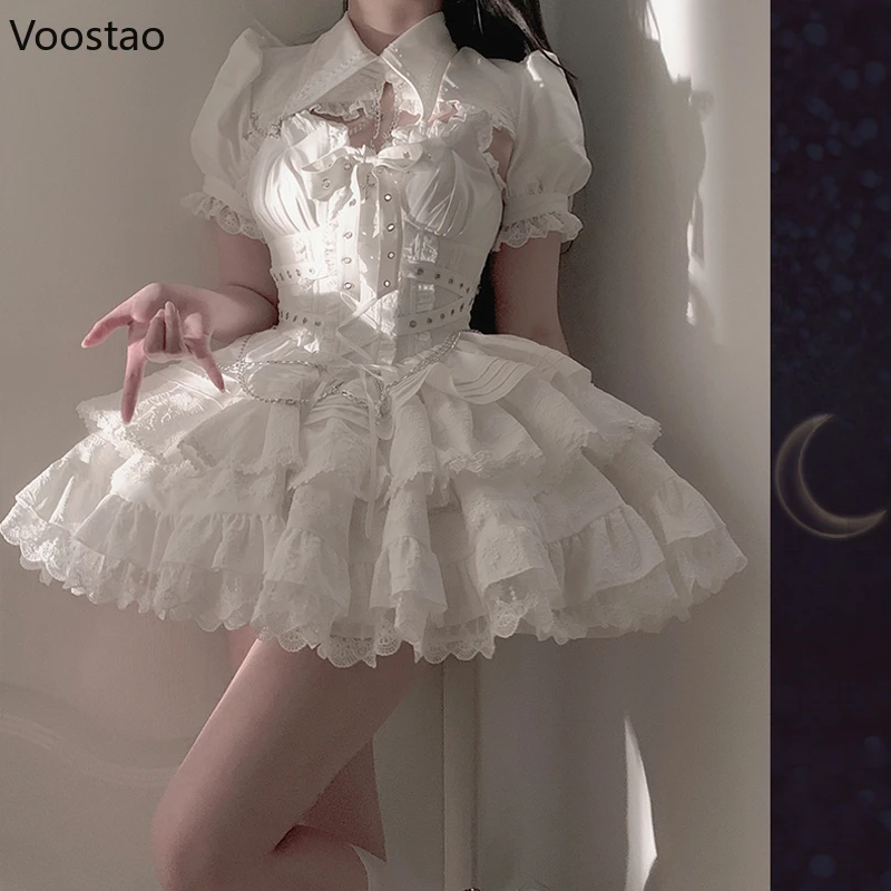 Gothic Lolita Jsk Kleid viktoria nischen Vintage Frauen elegante Bandage Prinzessin Mini kleid Mädchen niedlichen y2k ästhetischen Punk Party kleid