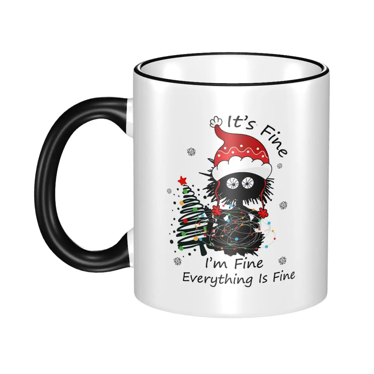 

Novelty Funny Cat Meme Black Cat It's Fine I'm Fine Everything Is Fine Christmas Lights Coffee Cup Room Mugs