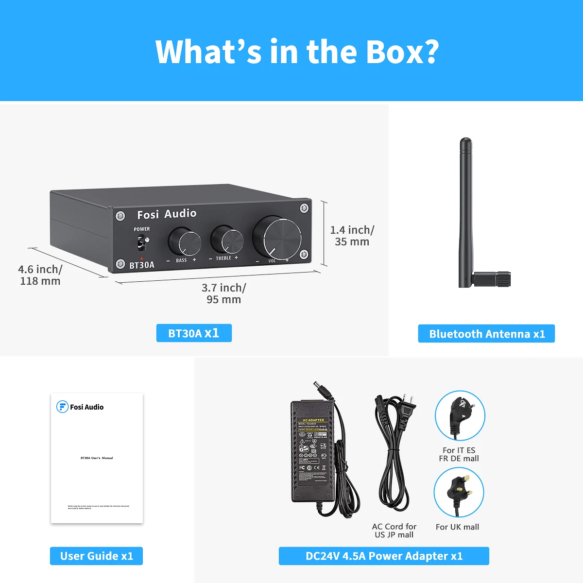 Fosi Audio BT30A 2.1 Channel Bluetooth Amplifier