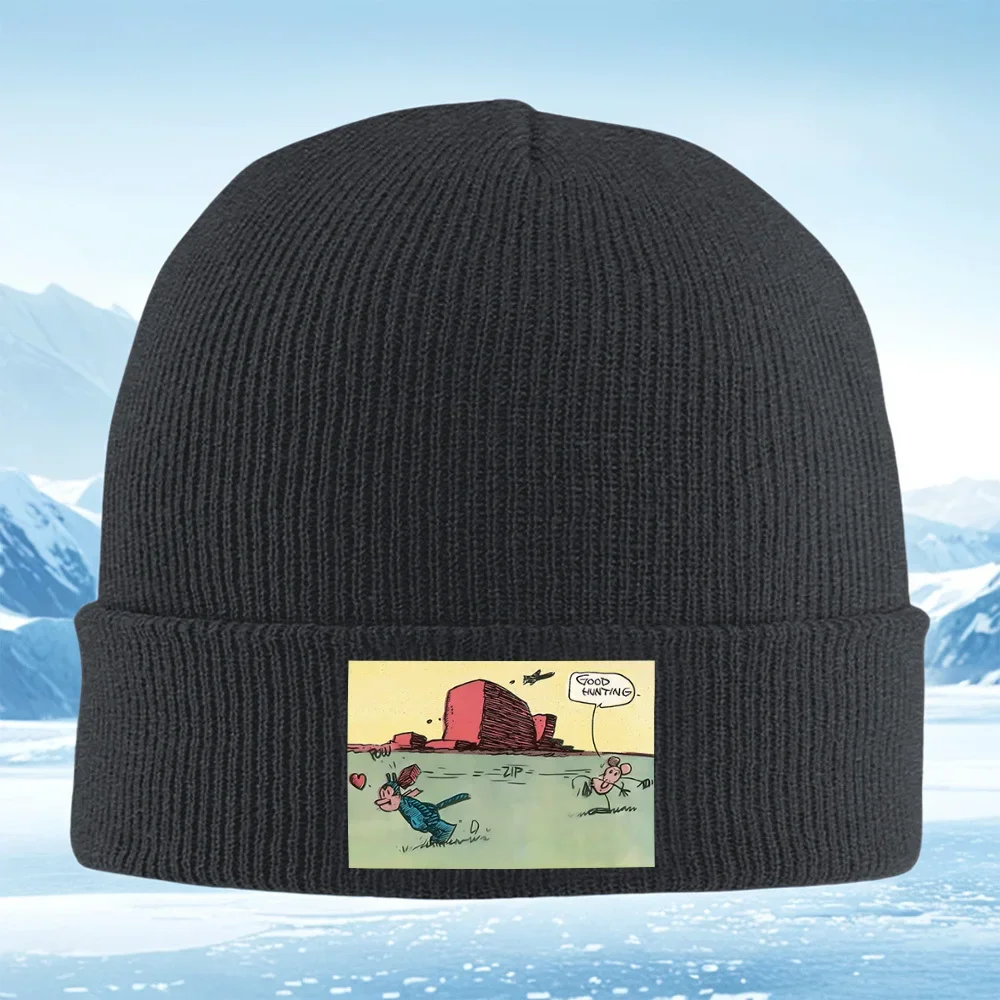 2026 Cartoon character chase mouse funny moment Men Women Unisex Knitted Hat Beanie Pullover Cap Winter Thermal Warm Christmas O