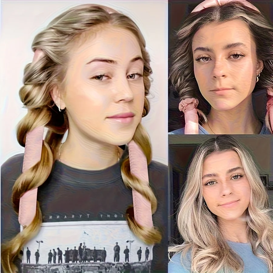 Hitzefreies Locken-Set – Satin-Lockenwickler, geeignet für Nachtlocken – Lockenwickler ohne Hitze mit Stirnband – sanfte und effektive Haarpflege – Detail 8