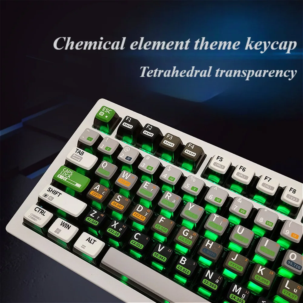 Chemical elements, keycaps 120 keys ASA height PBT + PC material heat sublimation, suitable for mechanical gaming keyboards