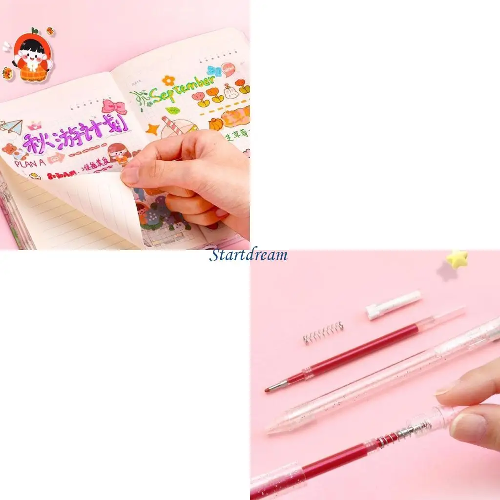 

Retractable Colored Gel Inks Pen 1.0MM Glittering Metallic Gel Pen for Journal K92C