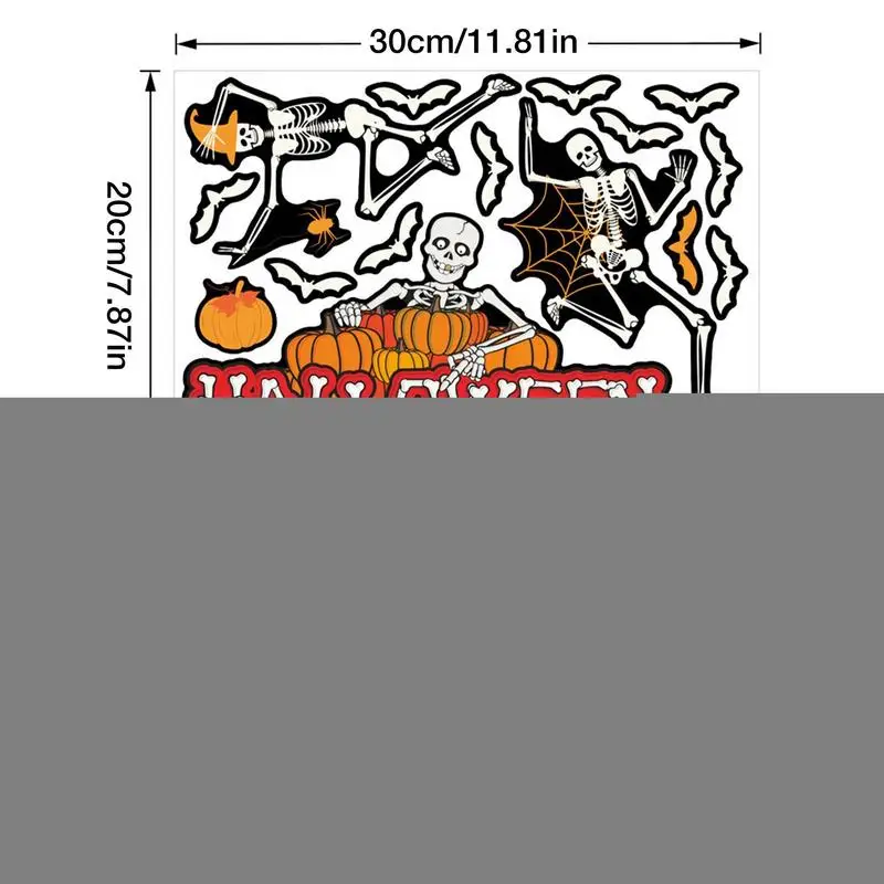 Glow In The Dark Halloween Decals 2 Sheets Window Decals Halloween Stickers Pumpkin Skeleton Bat Stickers Window Decals Window