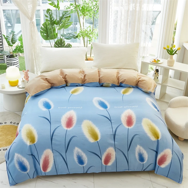

Pastoral Printedc Quilt covers 1PCS All Cotton soft comforter cover Strip Simple Duvet cover for single double bed of 120 200