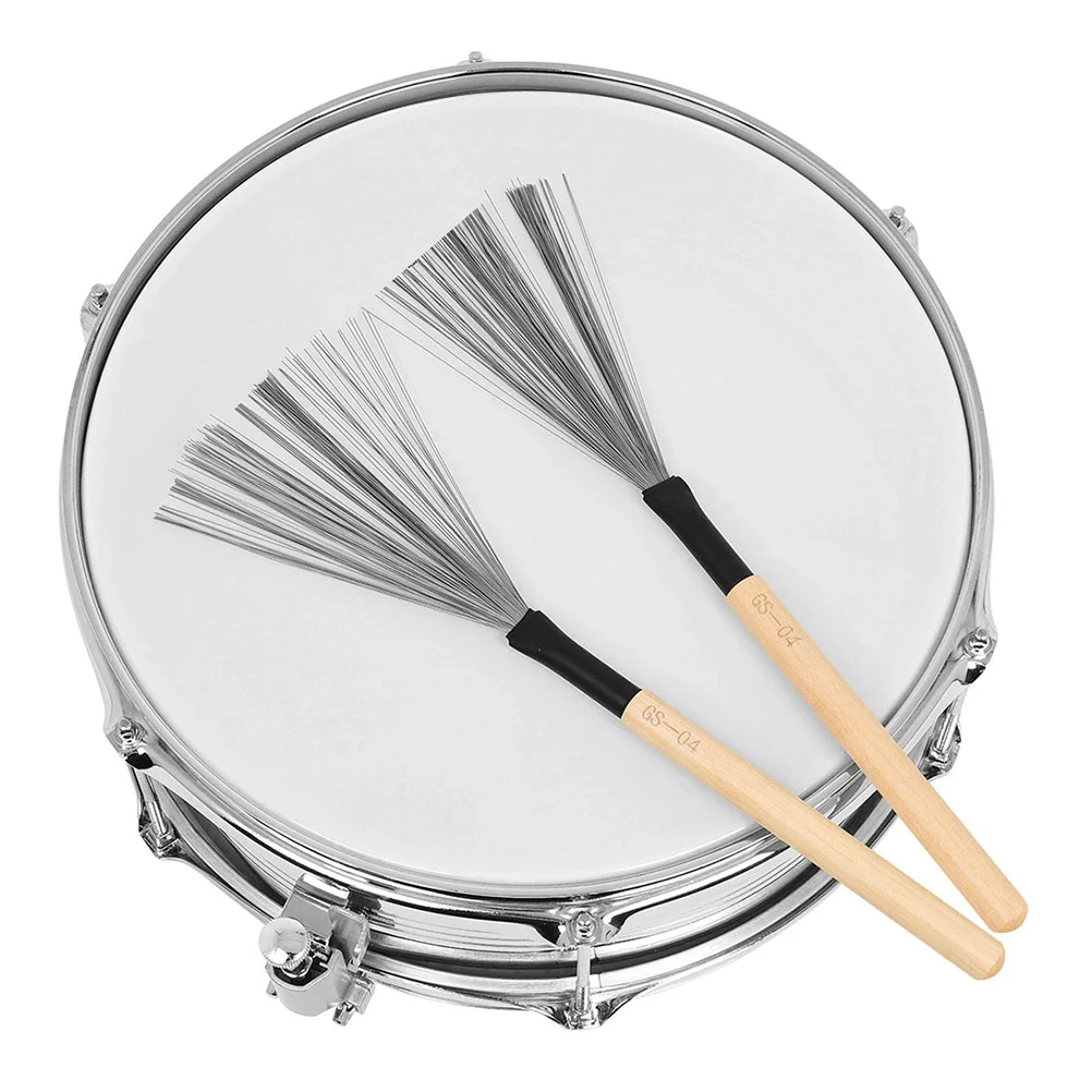 Drum Sticks Brush Percussion Wire Set Metal Jazz Snare Cajon Cleaning Instrument Accessories Steel Wooden Stick Kids