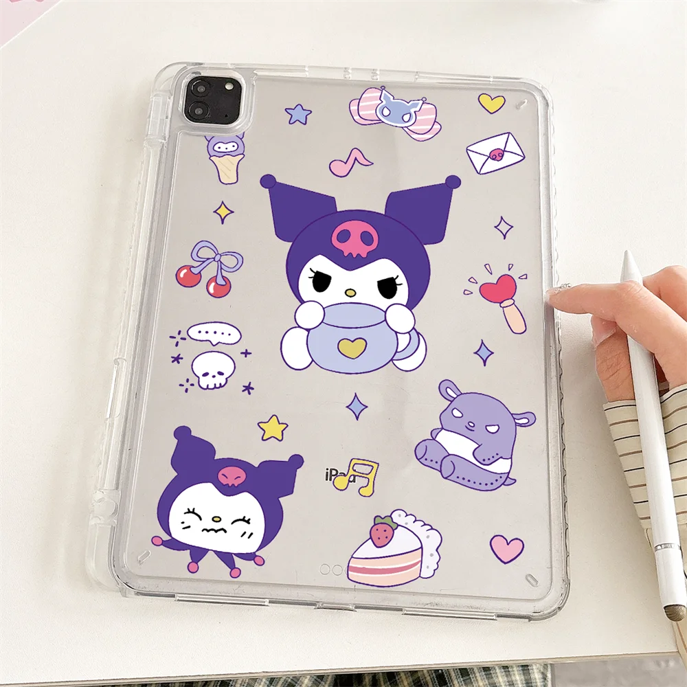 

Kuromi Transparent Case for IPad Air11 2025 Air6/5/4 Pro11 2024 A16 11/10th Mini7 A17 10.9 10.2/10.5 9.7 8.3 with Pen Slot Cover