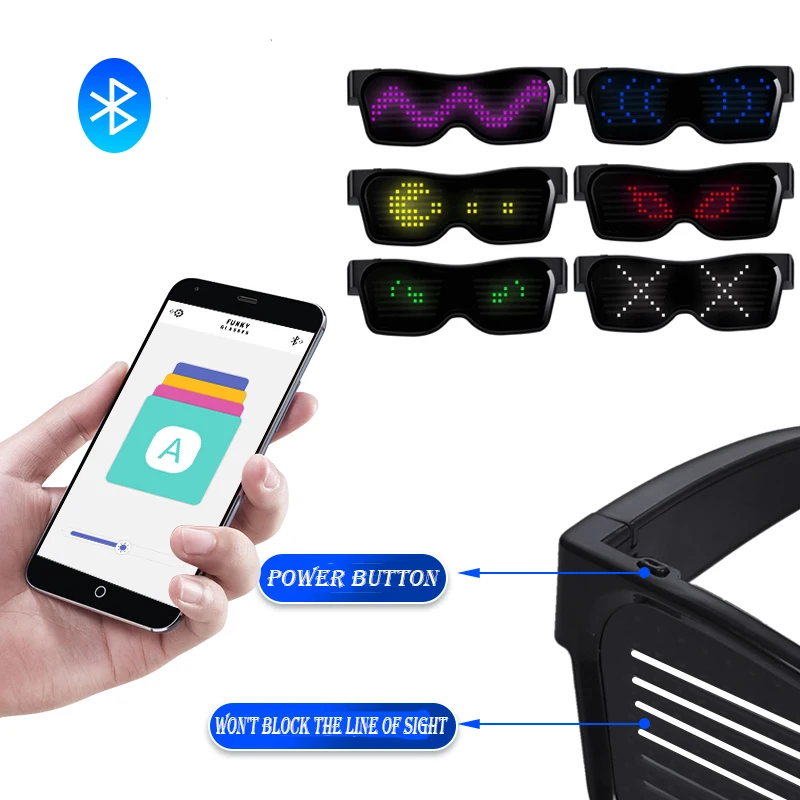 Bluetooth LED Luminous Glasses Party Mask Light Up Glasses Rave Costume Party Decor DJ Sunglasses Party Decor Disco Equipment