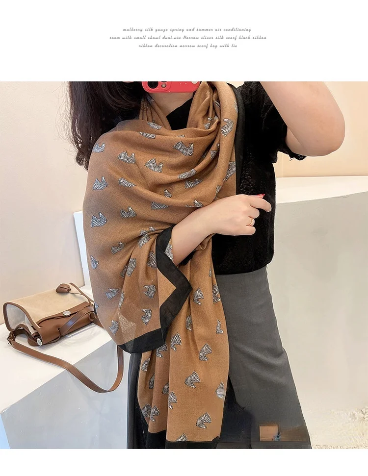 Hot selling multifunctional scarf women autumn and winter all-match pony head pattern long scarf shawl dual-use cotton and linen