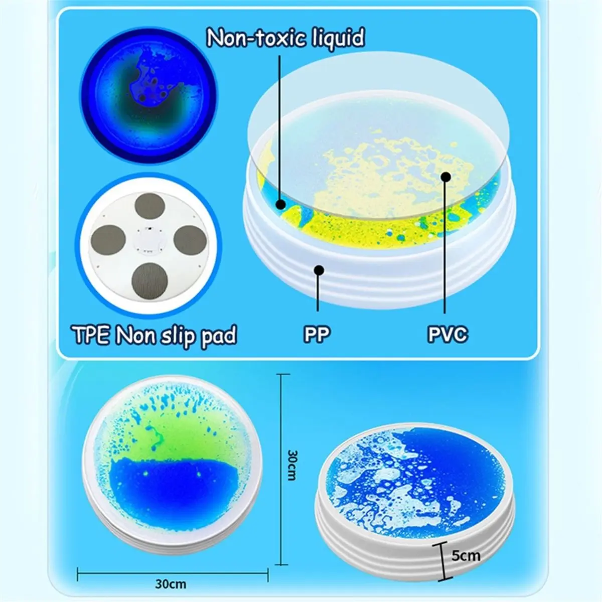 promotion~-tapis-de-sol-arc-en-ciel-avec-eclairage-led-pierres-d'equilibre-jouets-d'entrainement-sensoriel-tapis-aquatique-pour-enfants-bleu-vert
