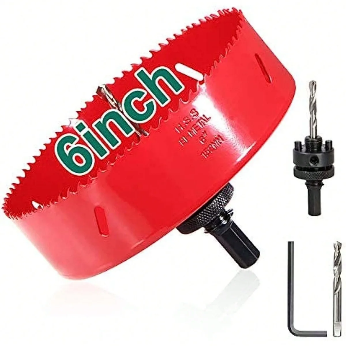 

6 Inch/152mm Bi-Metal Hole Saw,Bi-Metal Cutter Hole Max Cutting Depth 1-1/2inch for Wood, Plastic, Various Thin Metal Sheets