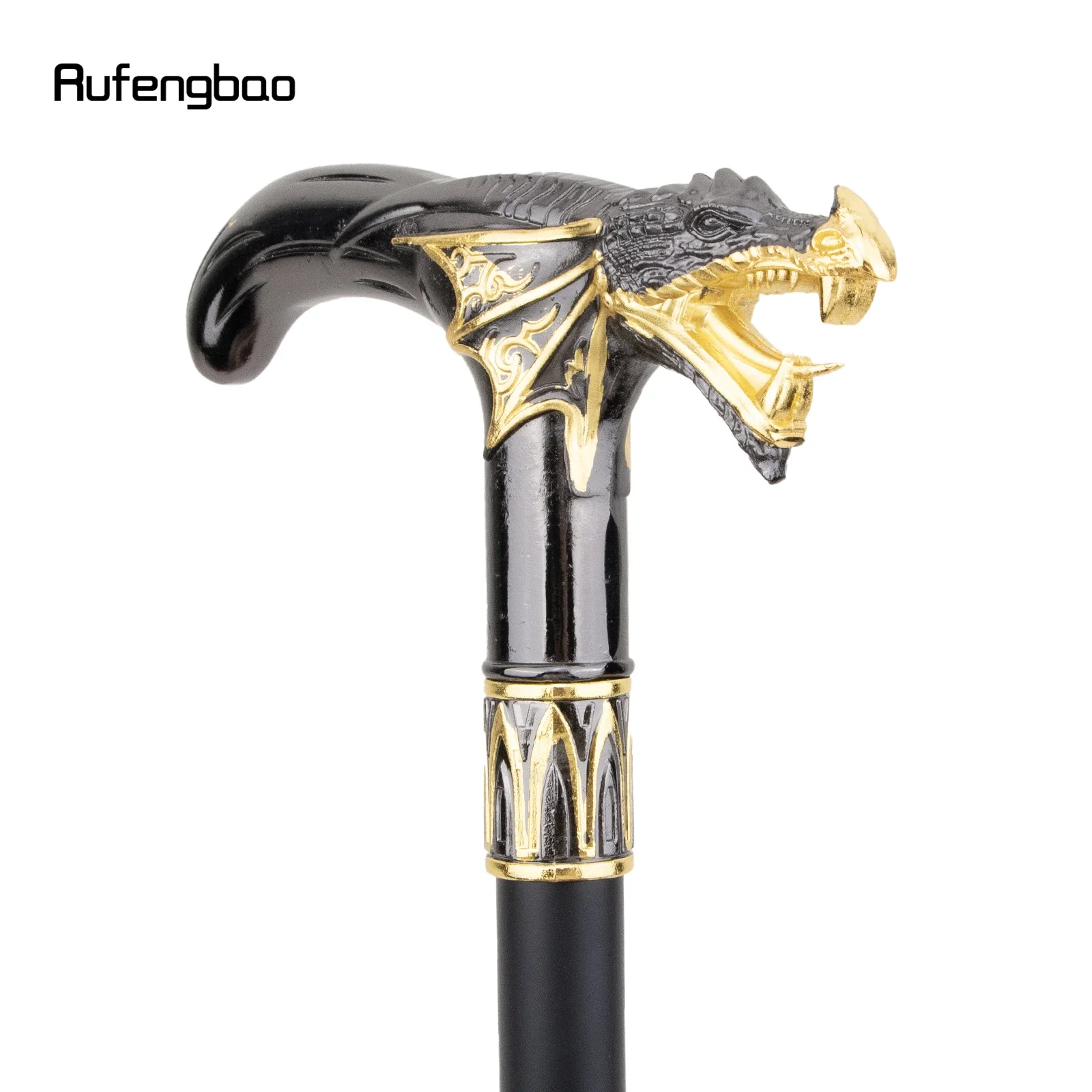 Black Golden Dragon Head Fashion Walking Stick Decorative Stick Cospaly Vintage Party Fashionable Walking Cane Crosier 93cm