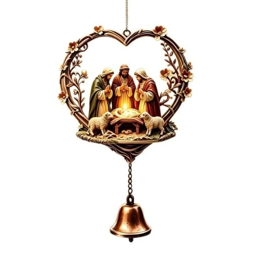 Nativity Scene 2D Flat Acrylic Ornament 2D Acrylic Car Bag Charms Jesus Christmas Ornament Nativity Wind Chime Pendant