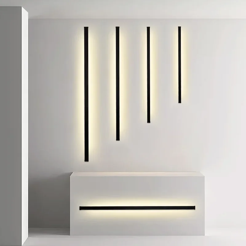 Moderner Schwarz gold Minimalismus für Esszimmer Wohnzimmer Dekoration führte lange Streifen Wand leuchten Treppe Eck lampe