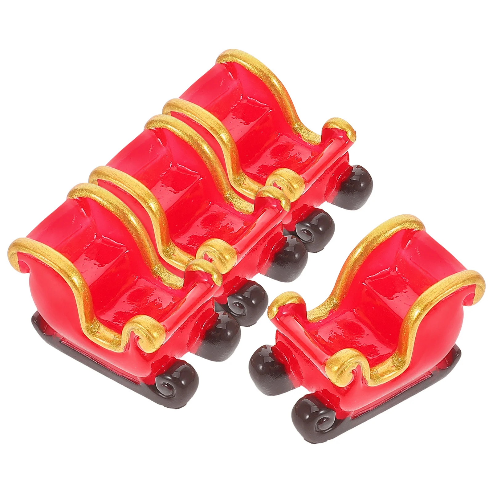

4Pcs Christmas Resin Snow Sleigh Reindeer Miniature Set Tabletop Decoration Xmas Party Ornament Mini Sleigh Ornament