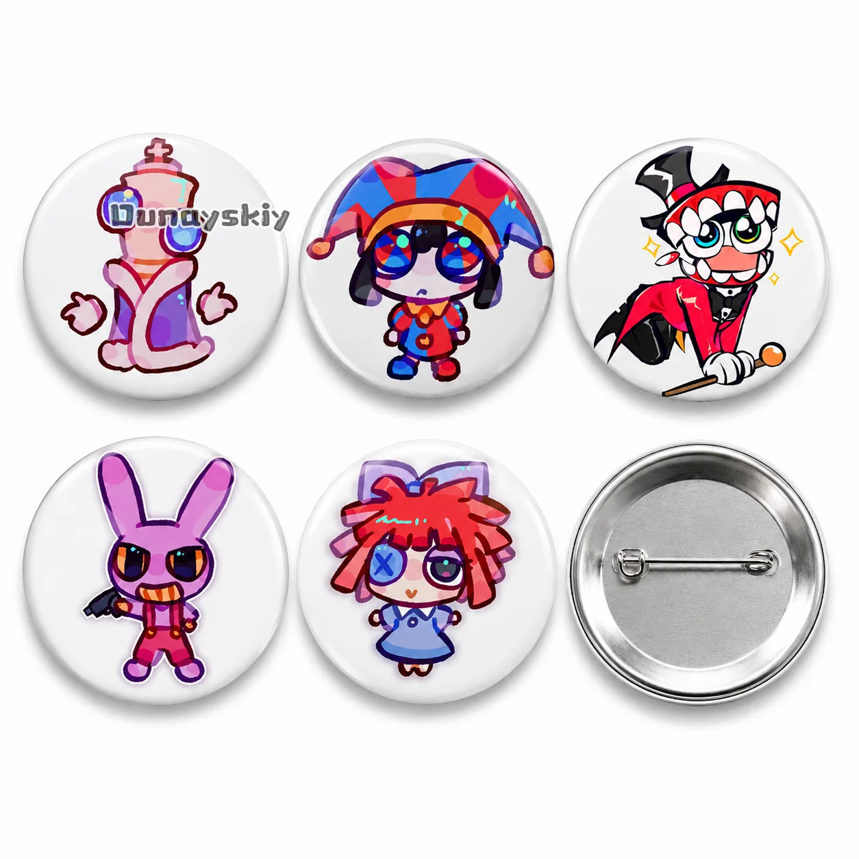 Pomni Caine Jax Cartoon Style Badge Brooches On Backpack Decoration Round Enamel Pins For Accessorys Cosplay Badge Accessories