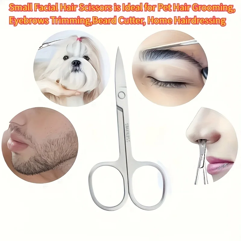 Professional Stainless Steel Eyebrow Scissors Sharp Blades for Precise Facial Hair, Eyebrows Beard, Nose Nail & Foot Grooming