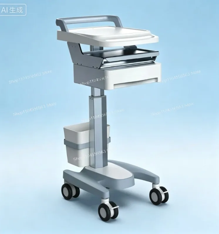 B-Ultrasound Medical Instrument Cart: Mobile Shelves, Multi-Functional Storage Base & Tool Shelves