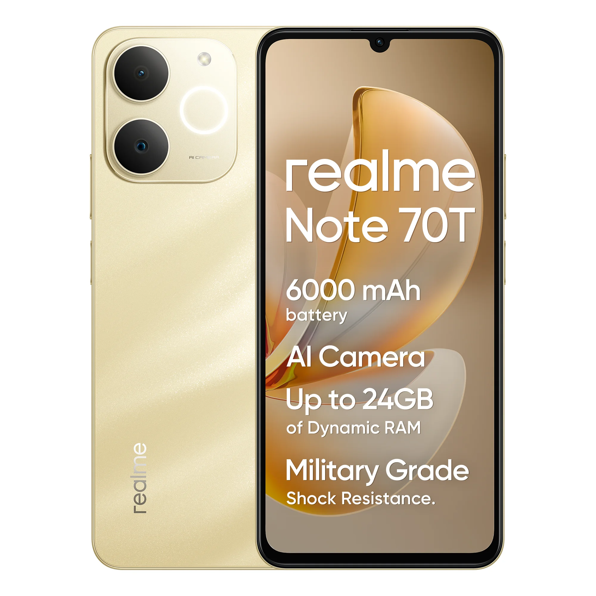 Realme Note 70T Smartphone 4 Go + 128 Go, cran 6,74 pouces 90 Hz, camra arrire 13 MP, corps mince 7,94 mm, grande batterie 6000 mAh, 8 c?urs