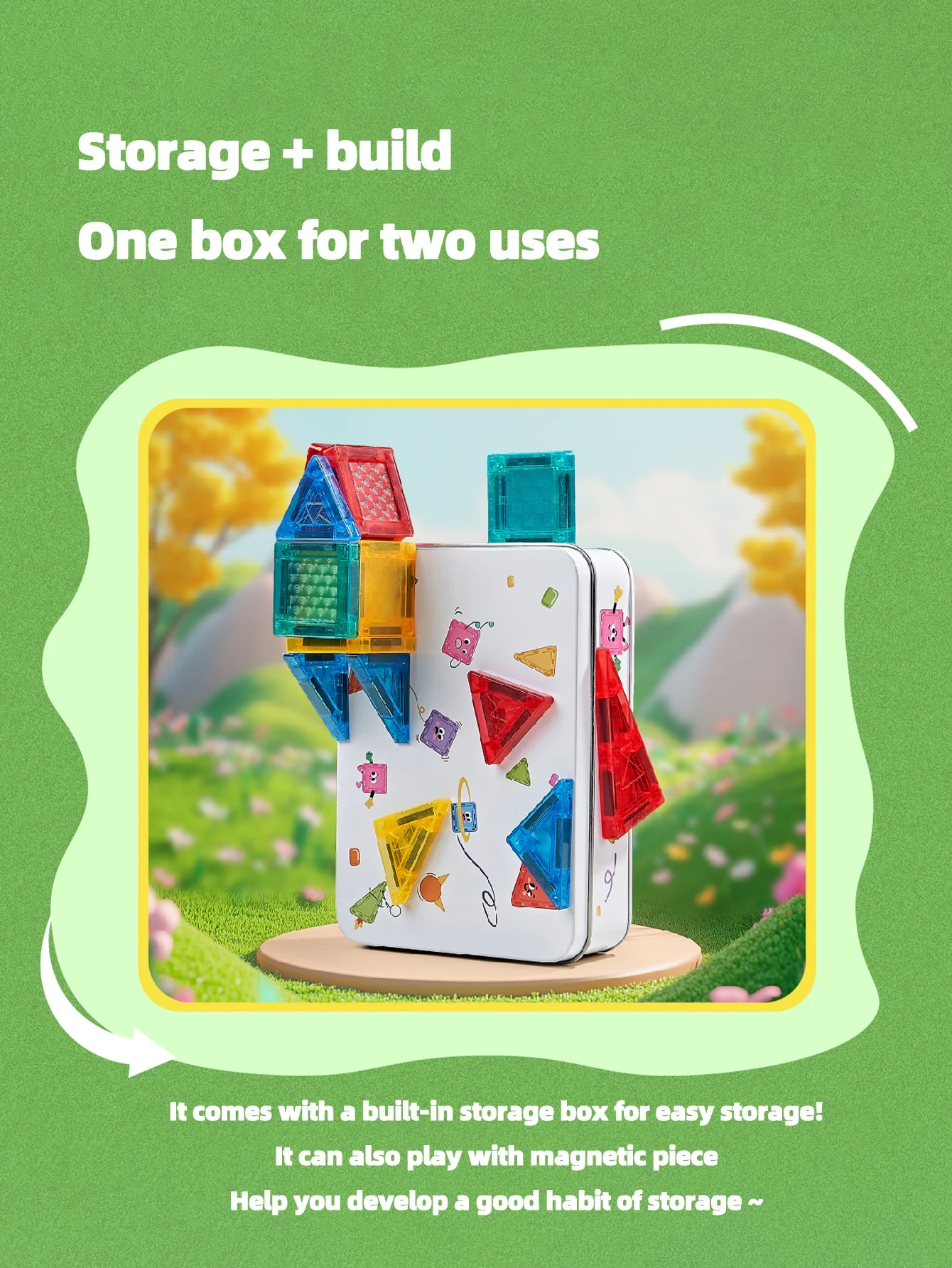 مكعبات بناء مغناطيسية للأطفال مكونة من 56 قطعة (صندوق حديد)، طوب مغناطيسي محمول للاستخدام الخارجي، مثالية لهدايا أعياد الميلاد والكريسماس