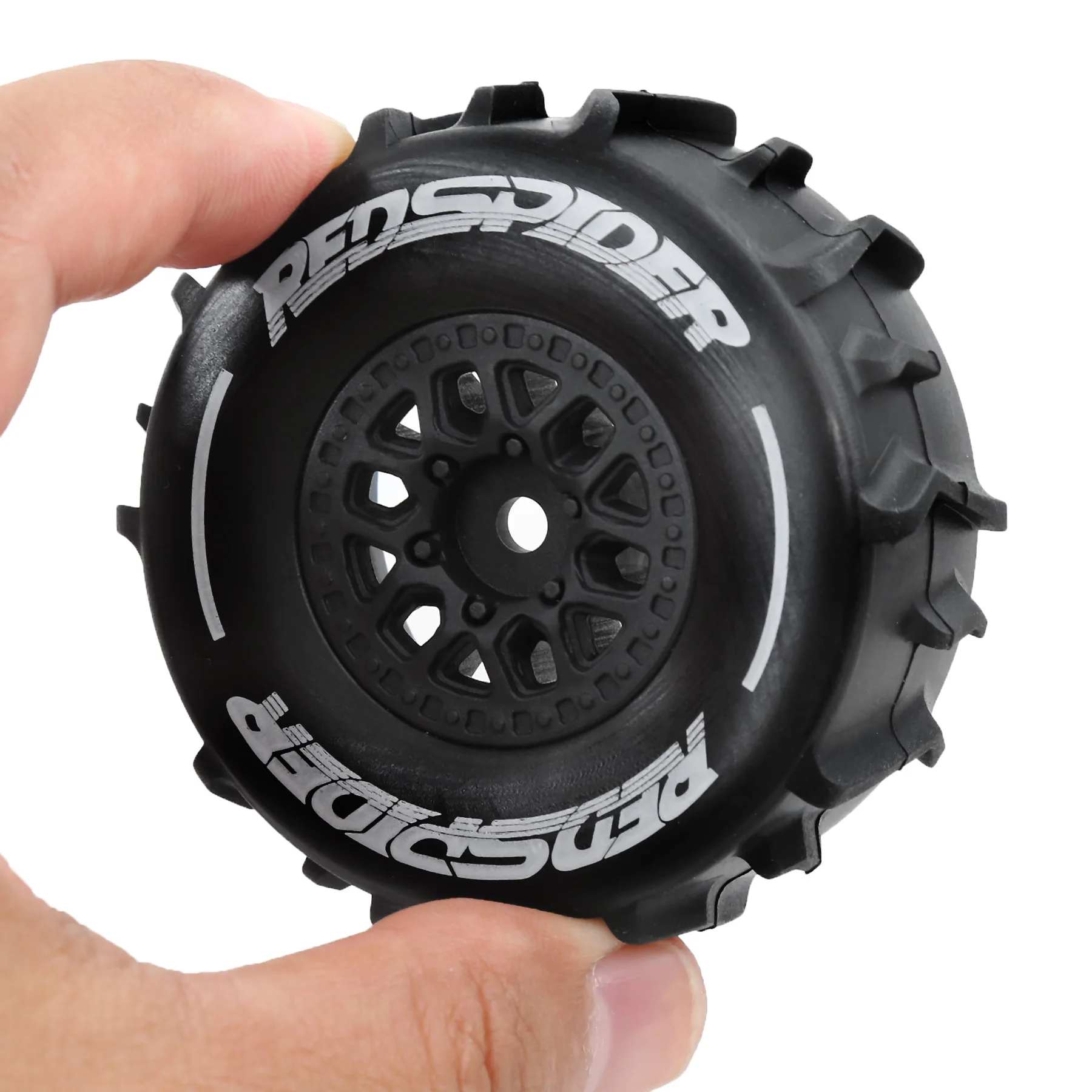 Pre-glued Paddle Wheel and Tire Beach Sand Snow Desert for Arrma 1/16 Mojave Grom RTR Upgrades Part Black