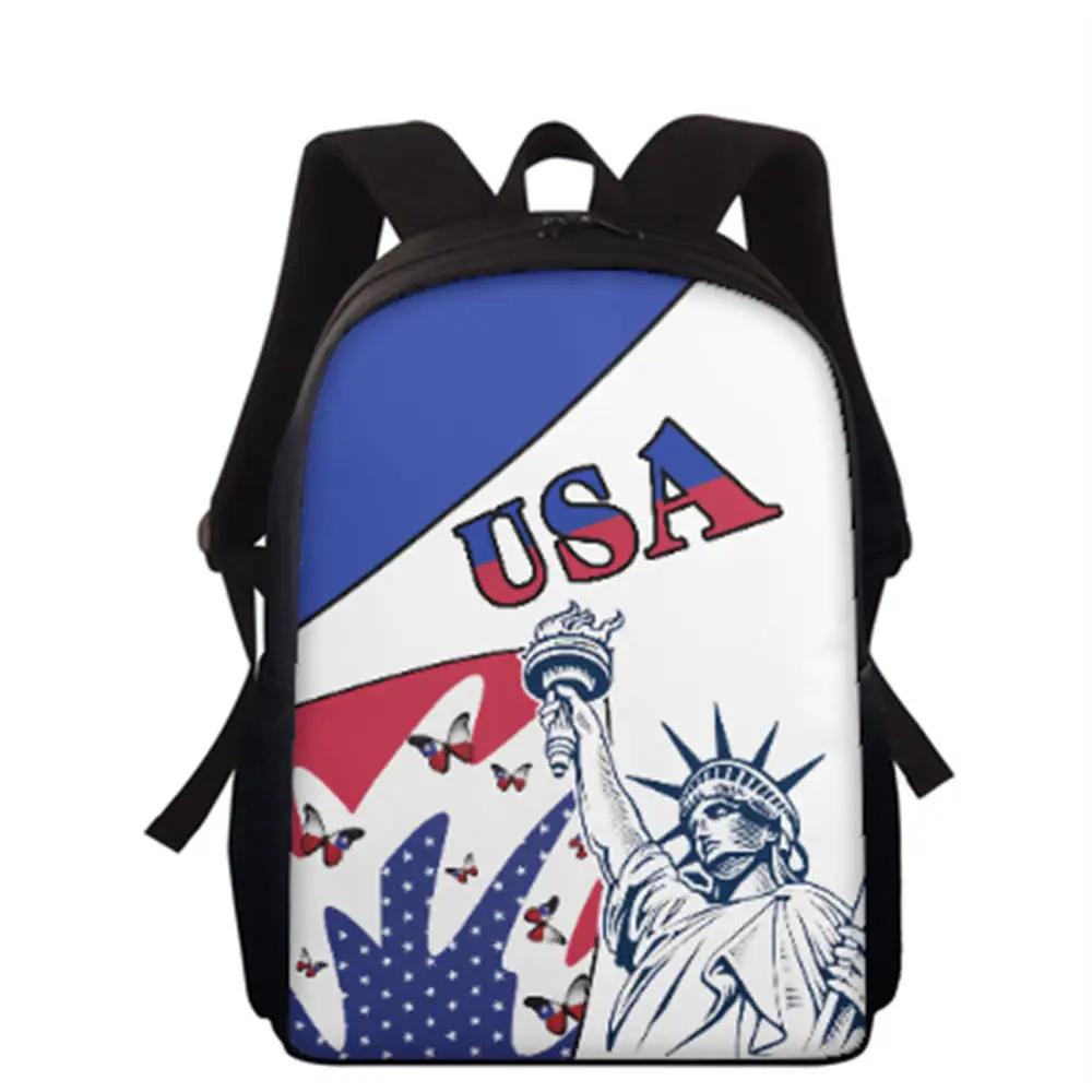 Blauwe En Rode Sterren Patroon Rugzak I Love America Usa Vlag Print Meisjes Jongens Schooltas Reizen Laptop Rugzak Voor Kinderen Tieners