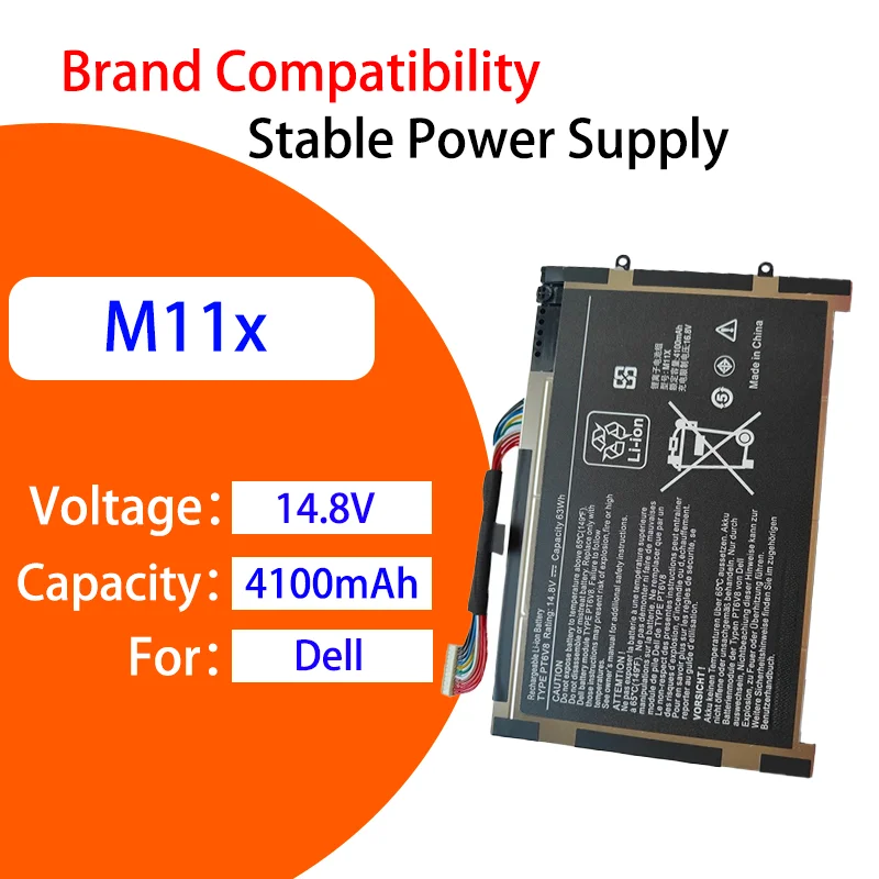 PT6V8 Battery For Dell Alienware M11x M14x R1 R2 R3 P18G P06T 14.8V 4100mAh High Quality Rechargeable Laptop Battery