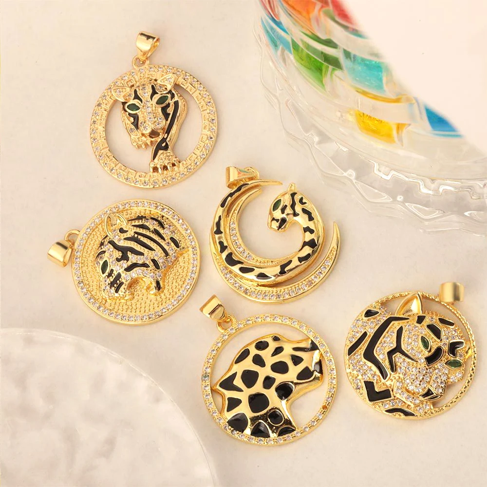 BenS Multi style Leopard charms for Jewelry making Black Dripping Oil Jewelry Pendant Handmade Jewelry Material Wholesale P61