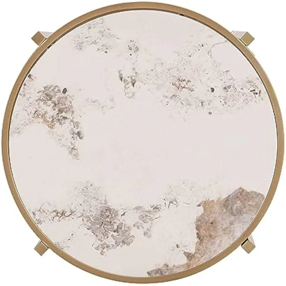 Modern Metal End Table round Tray Top 2-Tier Sofa Side Table with Storage Shelf for Living Room,Customized