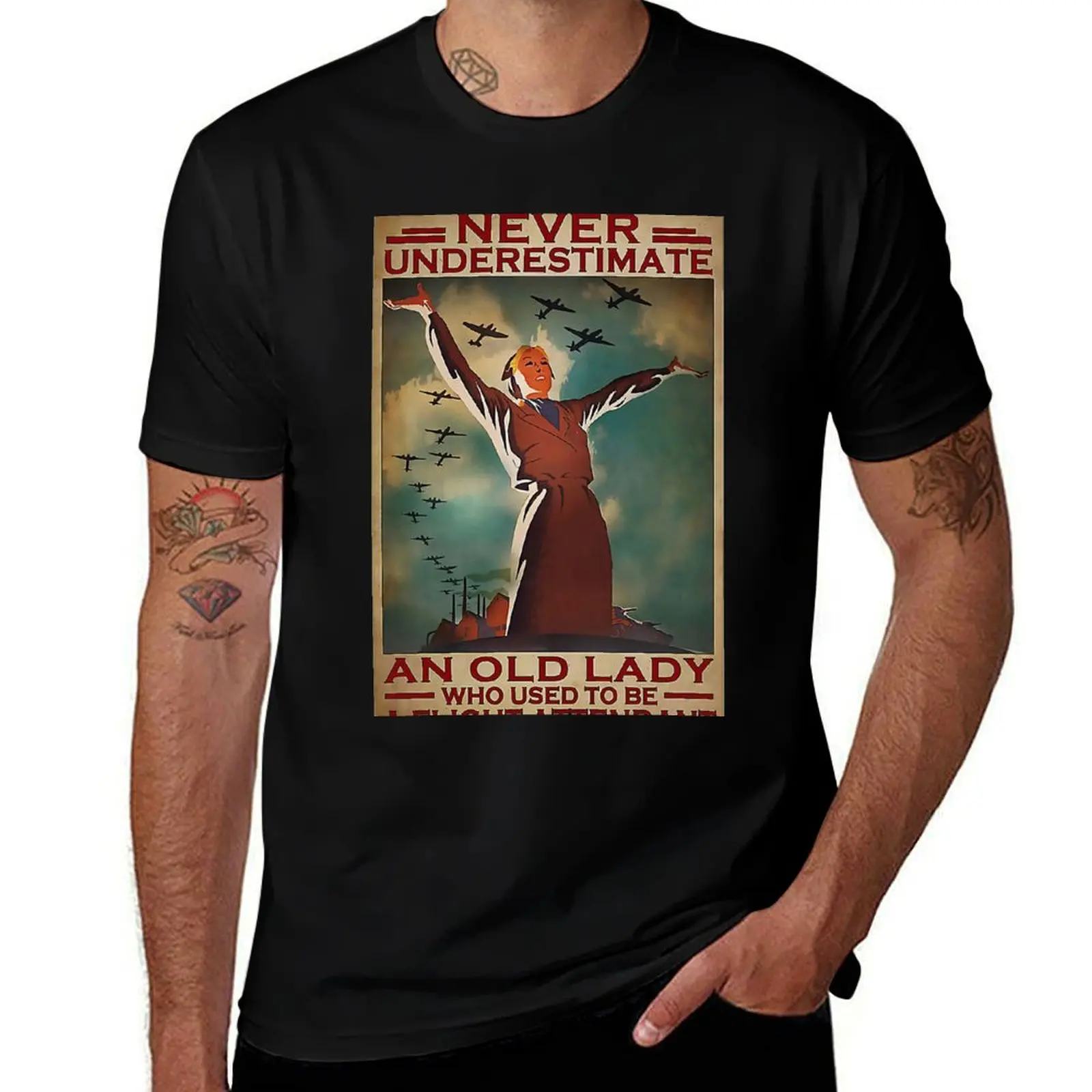 

An Old Lady Who Used To Be A Flight Attendant T-Shirt man t shirt designer funny t shirts cotton T-shirt