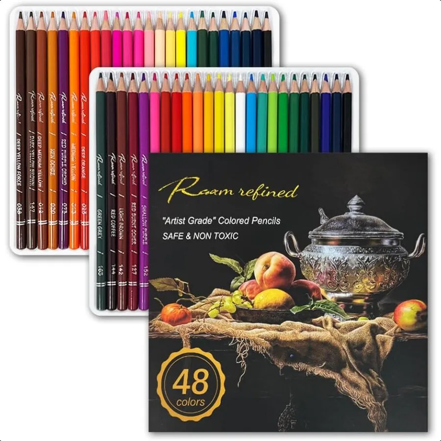 

48 Premium Colored Pencils for Adult Coloring Artist Soft Series Lead Cores with Vibrant Colors Profional Oil Based Colored Pen