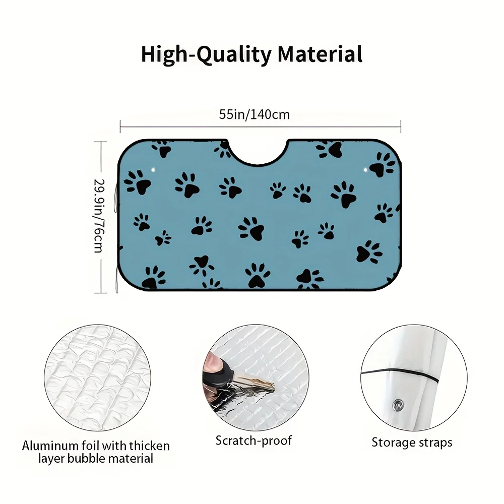 قطعة واحدة من واقي الشمس للزجاج الأمامي بطباعة مخالب الكلب الأزرق للسيارات - تصميم ممتع، حماية من الأشعة فوق البنفسجية وتقليل الحرارة، يناسب معظم المركبات، سيارة S #5