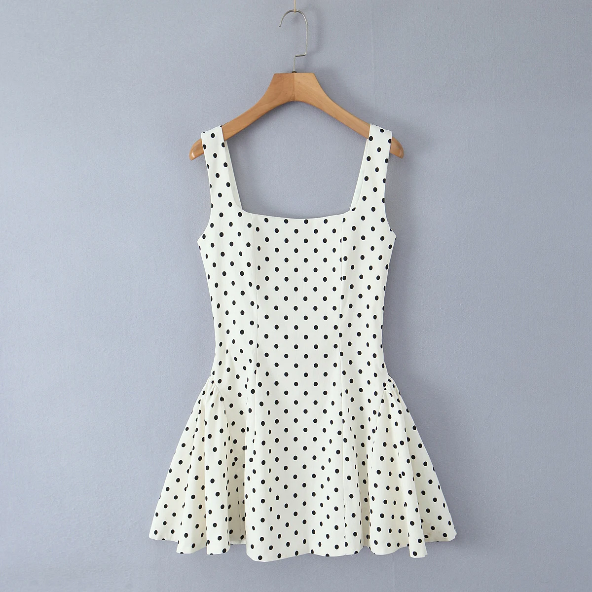 Sweet White With Black Polka Dot Slash Collar Mini Tank Dress Women Cross Lacing up Bow Back Low Sweet White With Black Polka Dot Slash Collar Mini Tank Dress Women Cross Lacing up Bow Back Low