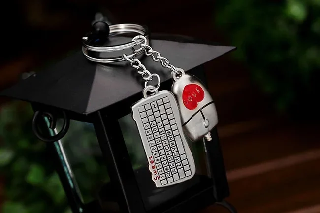 1 pair Fashion Mouse And keyboard Pendant Keyring Keychain Keyfob Lover Gift New