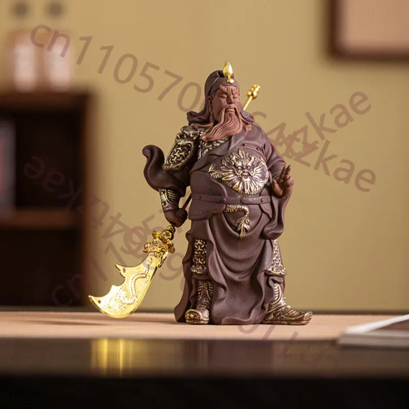 Ceramics God Of Wealth Guan Gong Sculptures And Statue Chinese Characteristic Home Room Office Table Decoration And Accessories