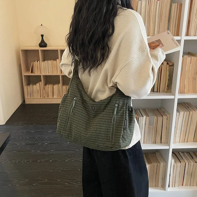 Korean Canvas Women Shoulder Crossbody Bag Harajuku Female Student Messenger Fashion Cloth Handbag for Girl 2026 Bookbag Travel view 2