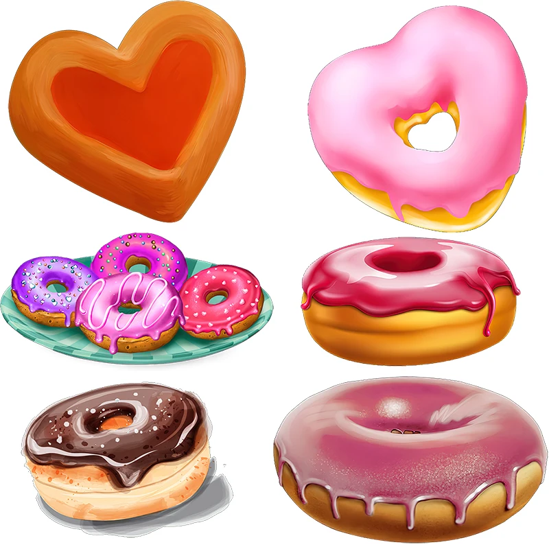 Three Ratels CO44 Colored doughnut sticker dessert shop decal kitchen refrigerator Waterproof sticker self-adhesive
