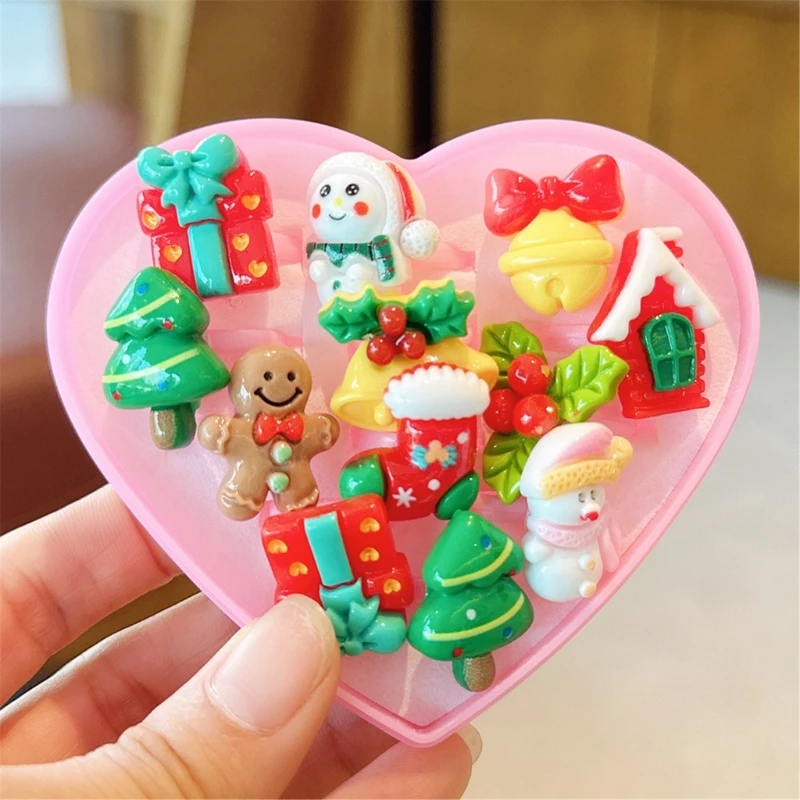 Assorted Christmas Rings for Kids Handmade Children's Jewelry Stylish Dress Up Accessories for Parties and Gatherings